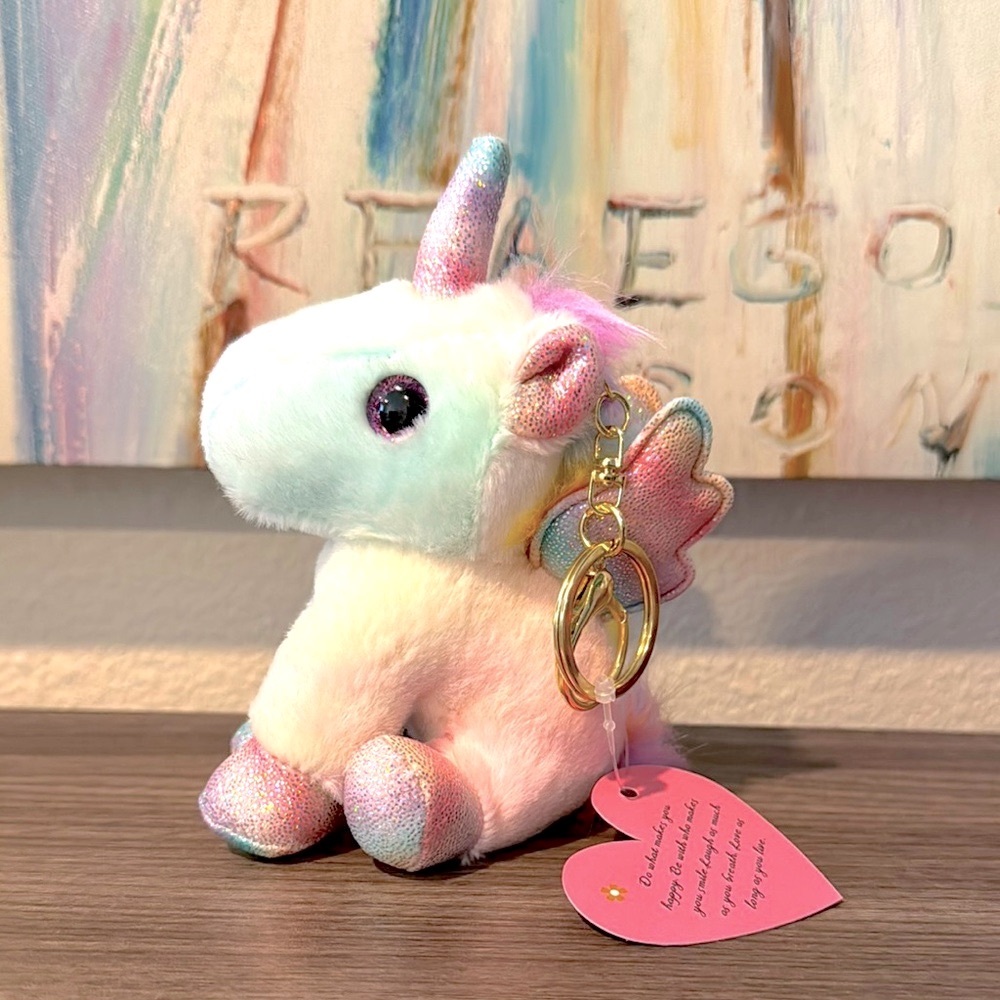 Unicorn Pegasus Plush Keychain